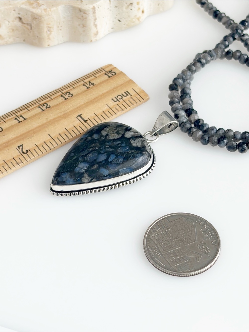 Boho Southwest Que Sera Pendant Moonstone Necklace Sterling Silver 925 Overlay - Picture 4 of 7